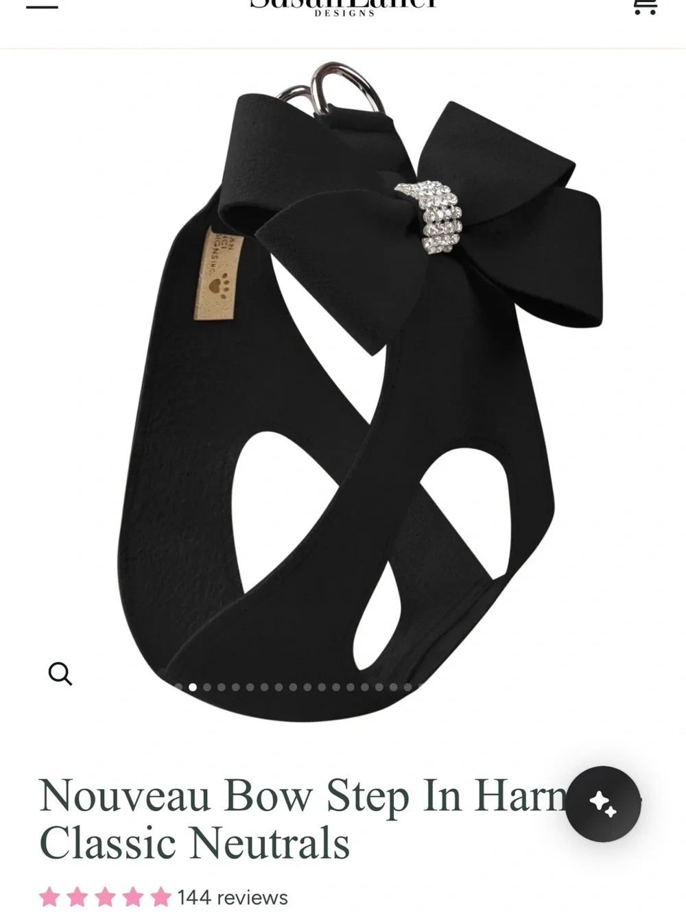 Susan Lanci Nouveau Bow Step-In Harness - Black XXS